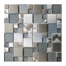 50 Most Por Metal Look Tile For 2018 Houzz Eden Mosaic Tile 11 8 X11 Modern Cobble Stainless Steel With Silver