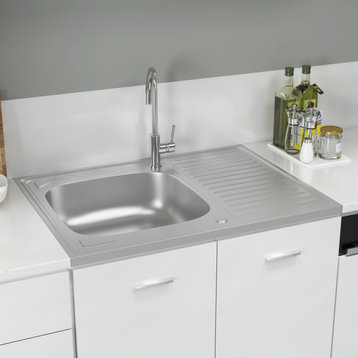 vidaXL Kitchen Sink Undermount Sink Self Rimming Stainless Steel Sink Silver