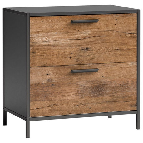 Pemberly Row Engineered Wood Lateral File Cabinet in Vintage Oak/Black