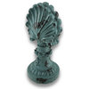Shabby Chic Light Blue Distressed Finish Scallop Shell Shelf Finial Statue