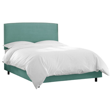 Polly Twin Nail Button Border Bed, Premier Tidepool, Tidepool, Queen