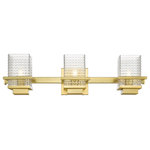 Innovations Lighting - Innovations 310-3W-SG-CL 3-Light Bath Vanity Light, Satin Gold - Innovations 310-3W-SG-CL 3-Light Bath Vanity Light Satin Gold. Style: Retro, Art Deco. Metal Finish: Satin Gold. Metal Finish (Canopy/Backplate): Satin Gold. Material: Cast Brass, Steel, Glass. Dimension(in): 6(H) x 24(W) x 6. 25(Ext). Bulb: (3)60W G9,Dimmable(Not Included). Maximum Wattage Per Socket: 60. Voltage: 120. Color Temperature (Kelvin): 2200. CRI: 99. Lumens: 450. Glass Shade Description: Clear Wellfleet Glass. Glass or Metal Shade Color: Clear. Shade Material: Glass. Glass Type: Transparent. Shade Shape: Rectangular. Shade Dimension(in): 4(W) x 5. 5(H) x 4(Depth). Backplate Dimension(in): 4. 5(H) x 4. 5(W) x 0. 75(Depth). ADA Compliant: No. California Proposition 65 Warning Required: Yes. UL and ETL Certification: Damp Location.