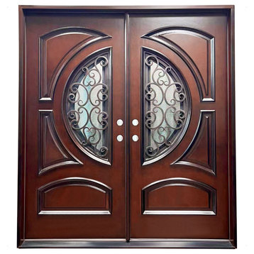 Forever Doors, Exterior Front Entry Composite Double Doors , 72"x80", Left H