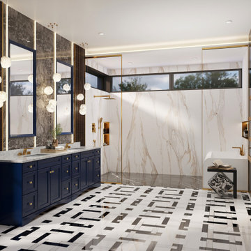 Contemporary Art Deco Bathroom (Luxury Hotel Aesthetic)
