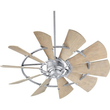 Quorum Windmill 52" Outdoor Ceiling Fan 195210-9 - Galvanized w/Weathered Oak