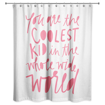 Coolest Kid Pink Text 71x74 Shower Curtain