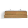 The Beacon Bathroom Vanity, Double Sink, 84", Natural Oak, Wall Mounted