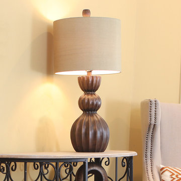 Sutton Ribbed Gourd Table Lamp, Bronze