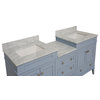 Eleanor 72" Double Bathroom Vanity, Powder Blue, Carrara Marble