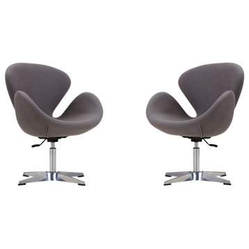 Manhattan Comfort Raspberry Wool Blend Adjustable Swivel Chair, Gray, Set of 2