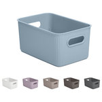 Superio - Superio Ribbed Storage Bin, Plastic Storage Basket, Stone Blue, 5 L - Organizing your space with these colorful storage bins, from baby clothes to living room extra organization, keep your surroundings neat and tidy. The storage basket comprises thick plastic with a built-in handle with a ribbed design and solid construction, ideal for organizing closet and pantry items.