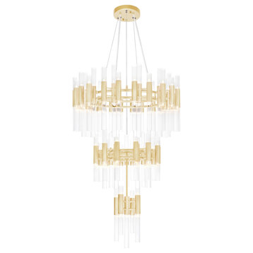 Orgue 123 Light Chandelier With Satin Gold Finish