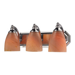 Elk Lighting - Elk Lighting Vanity Light Polished Chrome & Sandy Glass Three-Light Vanity Light - Bathroom Vanity Lighting