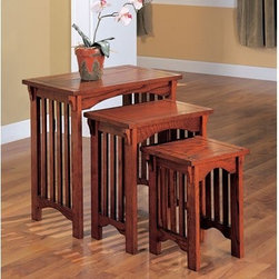 Coaster 901049 3-Piece Mission Style Occasional Nesting Side Table Set, Oak - Side Tables And End Tables