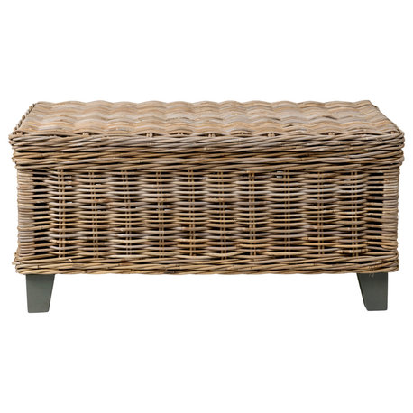 East at Main Hayward Kuba Brown Rectangular Rattan Coffee Table