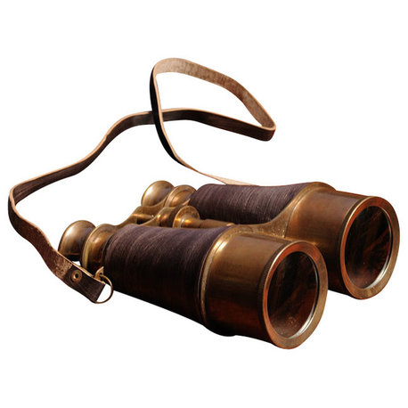 Binocular W Leather Overlay In Wood Box