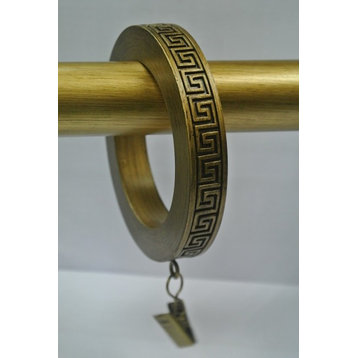 2 1/2" Greek Key Designer Curtain Rings, Renaissance Gold, Set of 8
