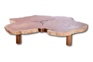 Table basse tronc d'arbre rondin tranche ronde