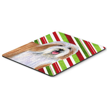 Bearded Collie Candy Cane Holiday Christmas Mouse Pad/Hot Pad/Trivet