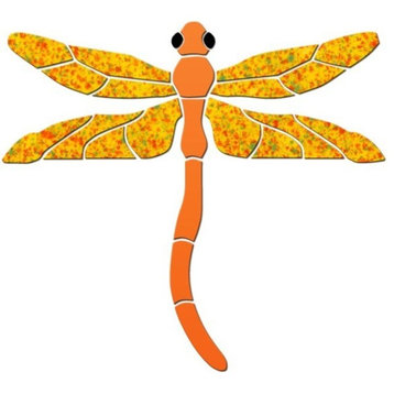 Dragonfly Ceramic Swimming Pool Mosaic - Orange - 5"x5" 5"x5", Orange