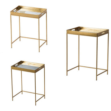 Metal & Mirror Nested Accent Tables Set Of 3
