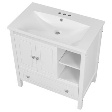 TATEUS 30" Bathroom Vanity with Sink,Bathroom Storage Cabinet,white