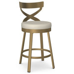 ARTeFAC - Sculpted Back Gold Frame Faux Leather Seat Swivel Stool, Gold Oyster, Counter - Sculpted Back Gold Frame w/Faux Leather Seat Swivel Bar Counter Stool