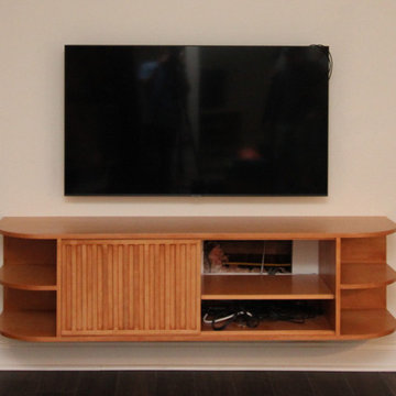 Custom Floating Entertainment Center Cabinet with 2 Bypass Sliding Doors