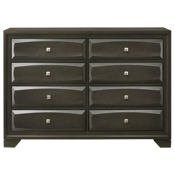 Wooden Dresser With 8 Drawers, Antique Gray