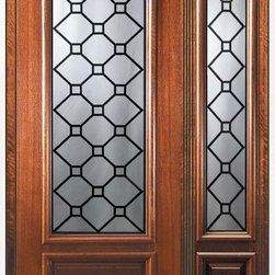 Prehung Side light Door 80 Wood Mahogany Casablanca 3/4 Lite Glass - Front Doors