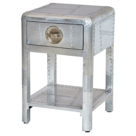 Aviator Aluminum Side Table With 1 Drawer