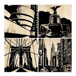 New York City Panel (set of 4) - Black - Picture Frames