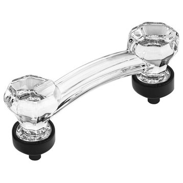 Cosmas 6397FB-C Flat Black with Clear Glass Cabinet Pull