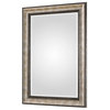 Classic Vintage Style Silver Bronze Wall Mirror Two Tone Vanity Curved Antiqued