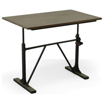 Brio Sit or Stand Adjustable Desk, Elm/Black