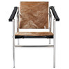 Modern Contemporary Living Room Leather Lounge Chair Brown and White