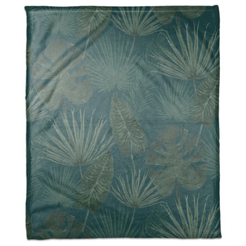 Tropical Palm Blue 50x60 Coral Fleece Blanket