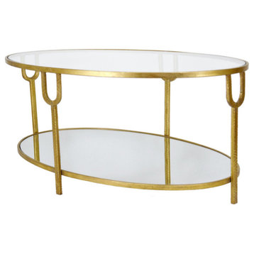 Samiha, Gold Oval Coffee Table