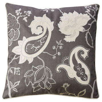 Contemporary Style Set Of 2 Throw Pillows With Paisley And Floral Designing