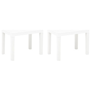 vidaXL 2x Patio Benches White Plastic Outdoor Garden Poolside Chairs Seat