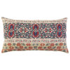 Red Beige Patterned Panel Lumbar Pillow