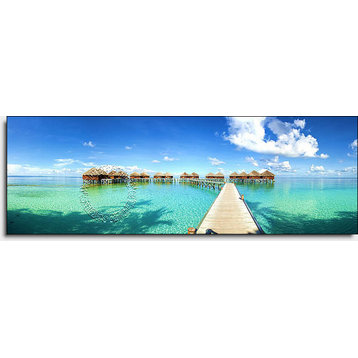 Maldives Beach Resort Panoramic One Piece Peel & Stick CANVAS