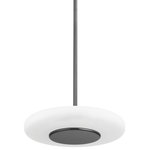Hudson Valley - Blyford 1-Light Pendant, Black Nickel - Blyford's sleek and minimal design has an orbit-like quality that draws the eye around and around. The clear etched glass is accented by streamlined Aged Brass and Black Nickel metalwork, bringing a simple sophistication to the ceiling.