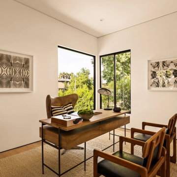 Modern Home Office with Black Aluminum Corner Windows
