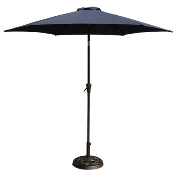 9' Pole Umbrella With Carry Bag and Base, Navy Blue