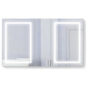 60"x36" LED Medicine Cabinet, Dimmer/Defog, Makeup Mirror, and USB, Light Right