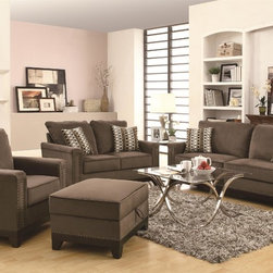 Coaster 4 Pieces Mason Chocolate Sofa Set - Living Room Furniture Sets