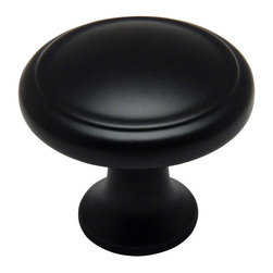 Cosmas - Cosmas 5982FB Flat Black Cabinet Round Knob, 1-1/8" Diameter, Set of 5 - Cabinet And Drawer Knobs