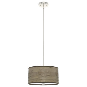 Solhaven Warm Grey Oak/Brushed Nickel, Painted White Glass 2-Light Pendant