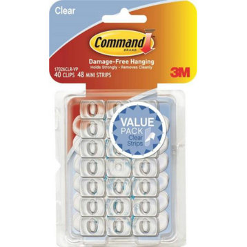 Command 17026CLR-VP Decorating Clips Value Pack, Clear, 40 Clips and 48 Strips